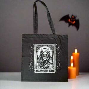 Black Tote Bag with Skull Design